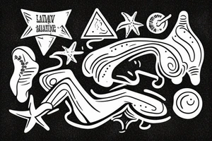 Man lazing in the beach tattoo idea
