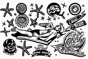 Man lazing in the beach tattoo idea