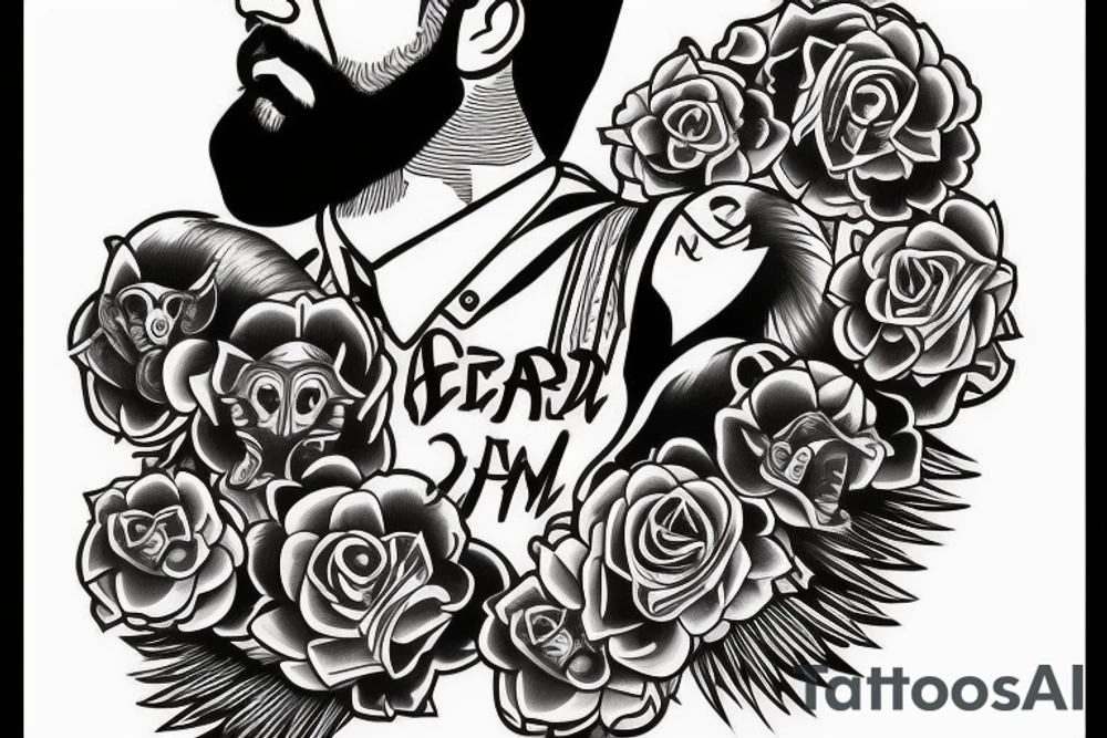 Bearded man tattoo idea