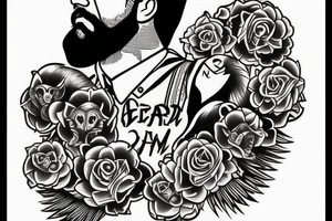 Bearded man tattoo idea