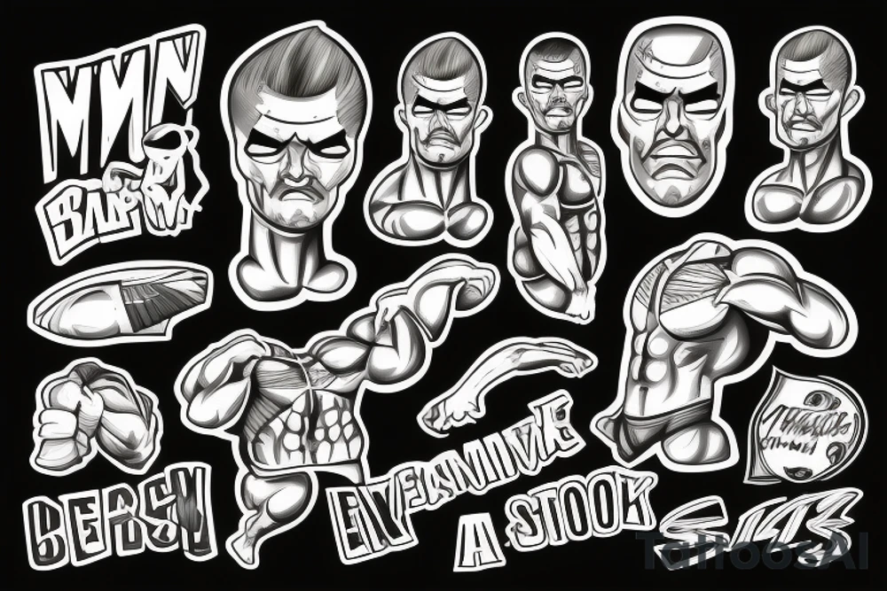 Muscle man standing tattoo idea