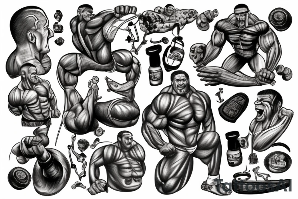 Muscle man standing tattoo idea