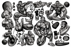 Muscle man standing tattoo idea