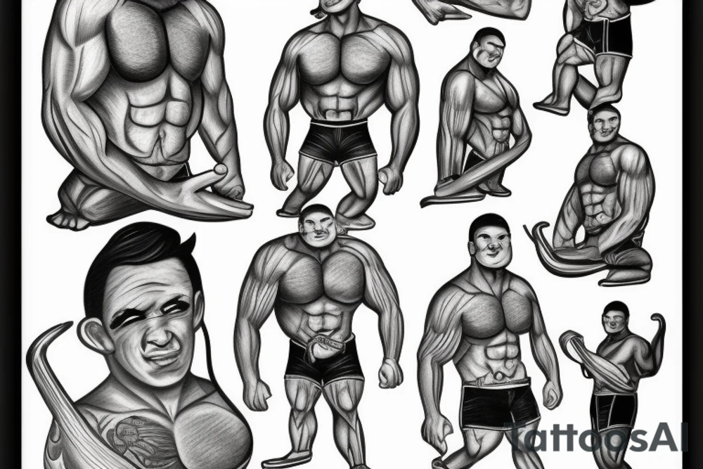 Muscle man standing tattoo idea