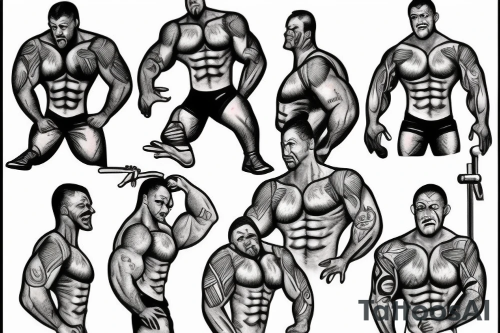 Muscle man standing tattoo idea