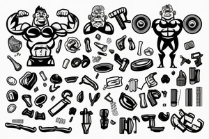 Muscle man standing without underwear tattoo idea