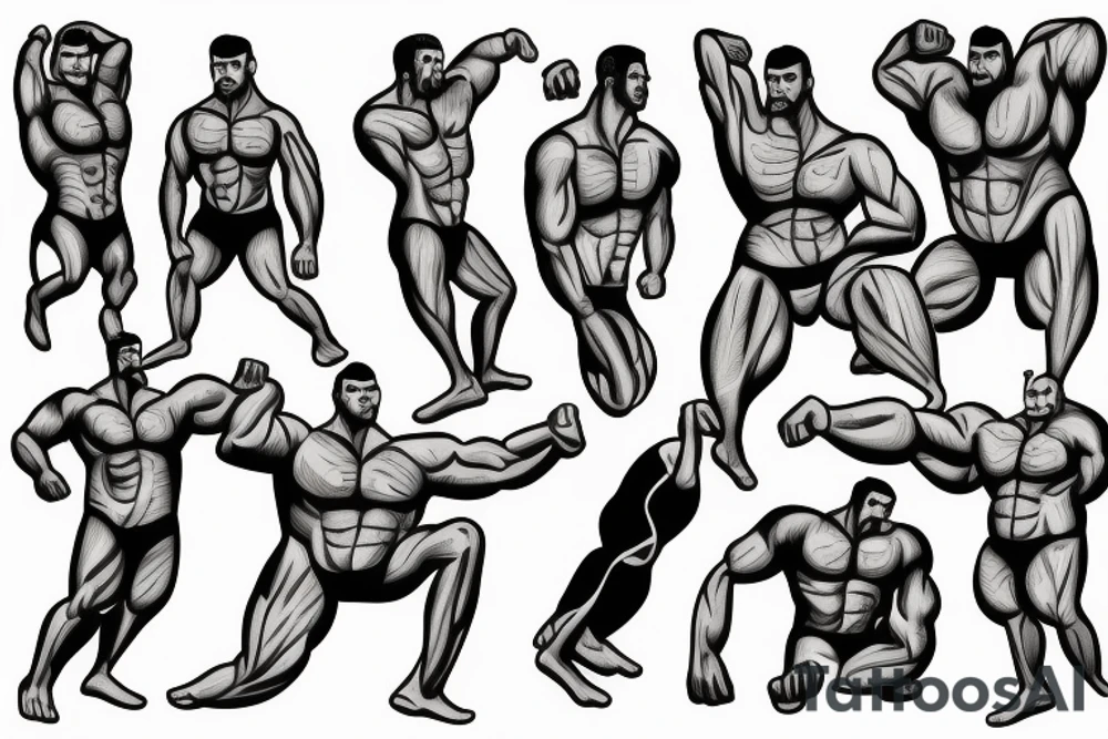Muscle man standing without underwear tattoo idea