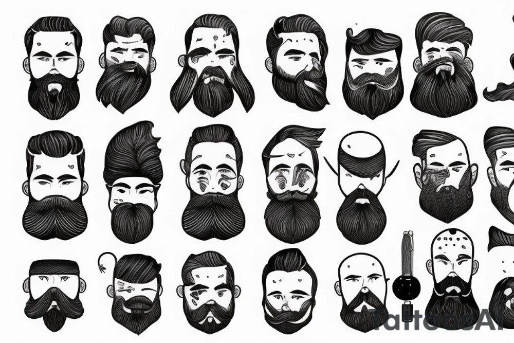 Bearded man standing tattoo idea