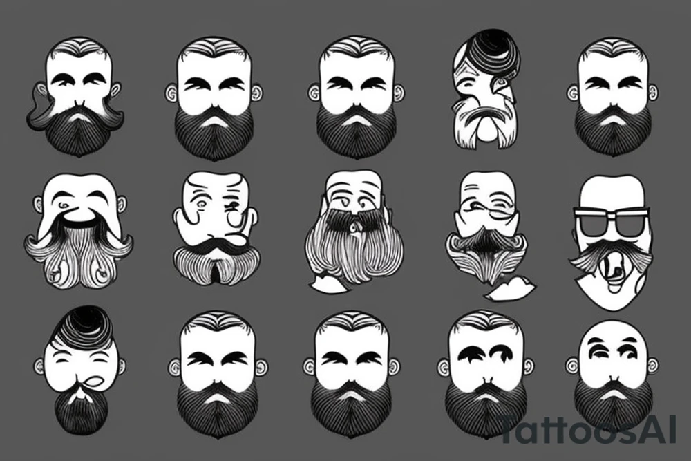 Bearded man standing full body tattoo idea