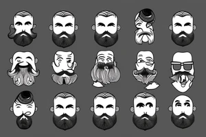 Bearded man standing full body tattoo idea