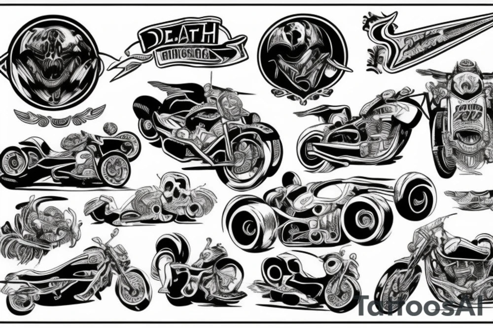death riding a race car tattoo idea