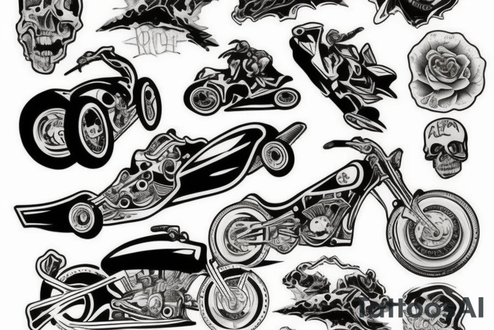 death riding a race car tattoo idea