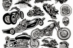death riding a race car tattoo idea