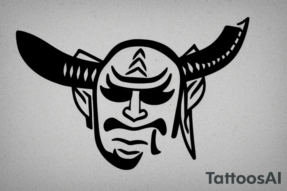 samurai mask cut in half by a kunai tattoo idea