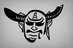 samurai mask cut in half by a kunai tattoo idea