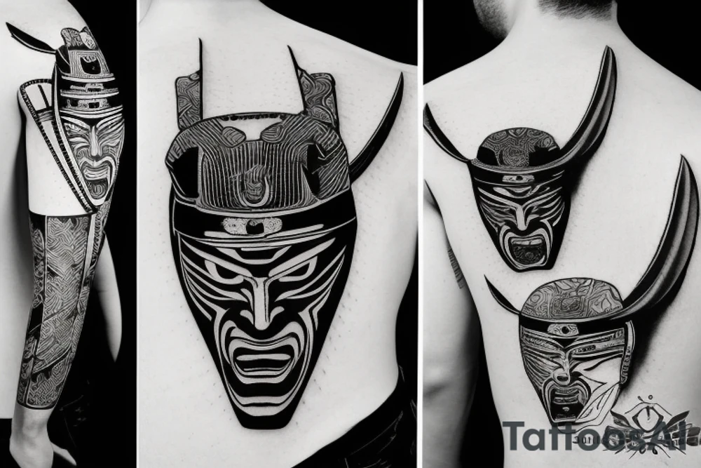 samurai mask cut in half by a kunai tattoo idea samurai mask cut in half by a kunai tattoo idea