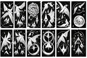mysterious gloomy night sky with gothic moths and ravens carrying spirit to underworld tattoo idea