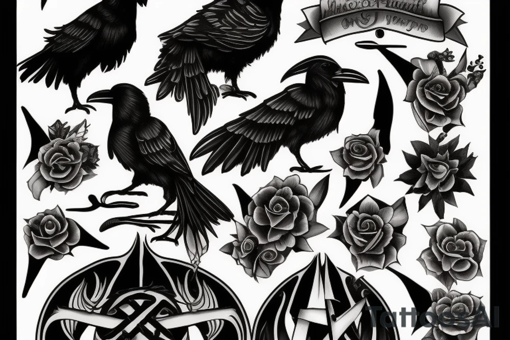 memorial for someone that liked ravens, gothic moths and satanism tattoo idea