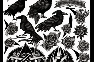 memorial for someone that liked ravens, gothic moths and satanism tattoo idea