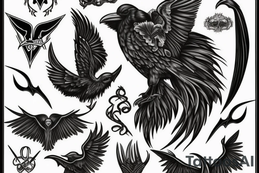 memorial for someone that liked ravens, gothic moths and satanism tattoo idea