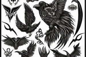 memorial for someone that liked ravens, gothic moths and satanism tattoo idea
