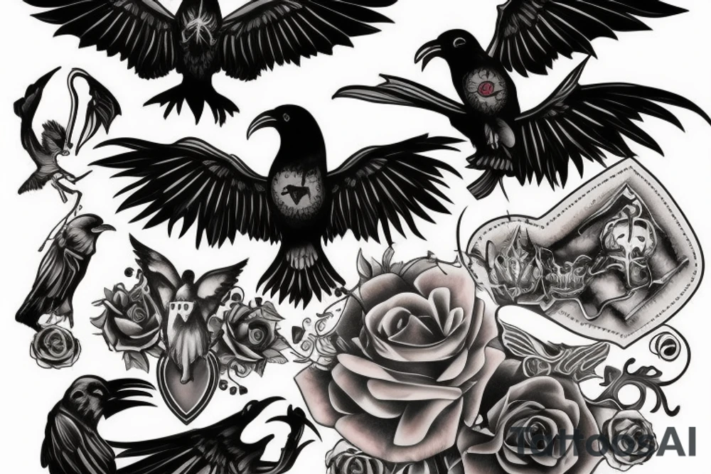 memorial for someone that liked ravens, gothic moths and 666 tattoo idea
