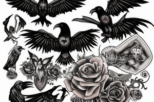 memorial for someone that liked ravens, gothic moths and 666 tattoo idea