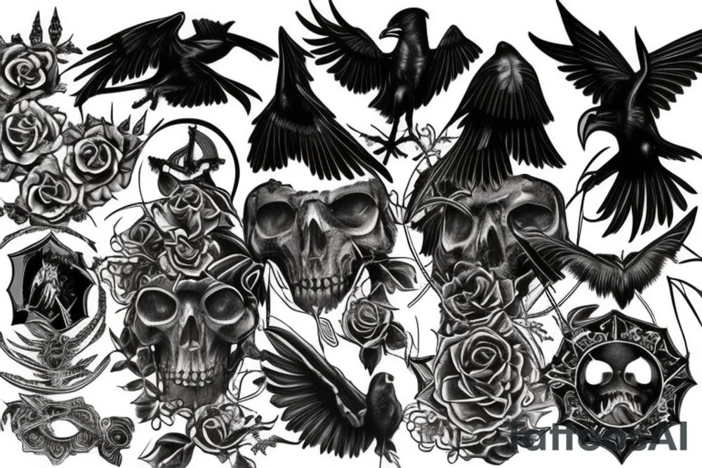 memorial for someone that liked ravens, gothic moths and 666 tattoo idea