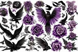 memorial for female that liked the color purple, ravens, gothic moths and 666 tattoo idea