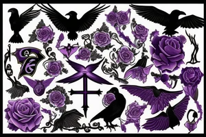 memorial for person that liked the color purple, ravens, gothic moths and 666 tattoo idea