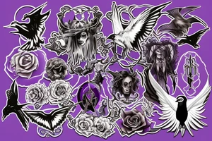 memorial for person that liked the color purple, ravens, gothic moths and satan tattoo idea
