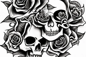 Rose and skull and vines tattoo idea