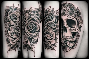 Rose and skull and vines tattoo idea