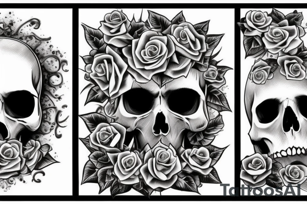Rose and skull and vines tattoo idea