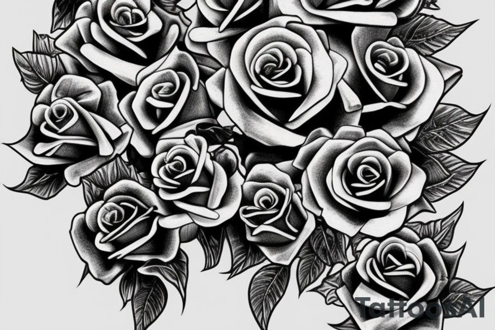 Rose and skull and vines tattoo idea
