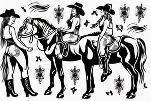 Gay cowgirls on a horse tattoo idea
