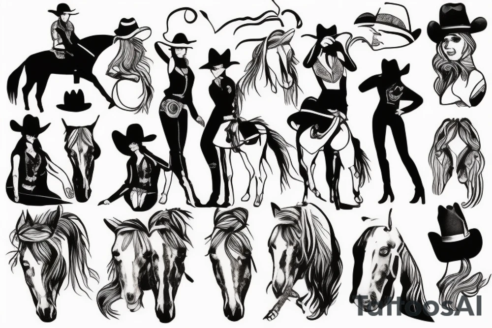Gay cowgirls on a horse tattoo idea