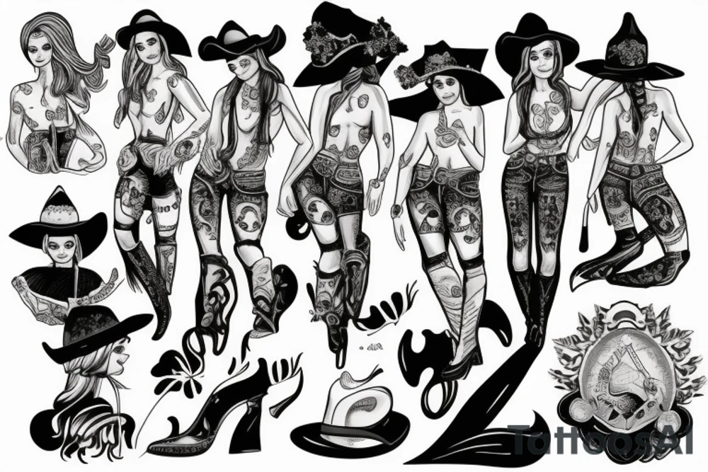 Gay cowgirls on a horse tattoo idea