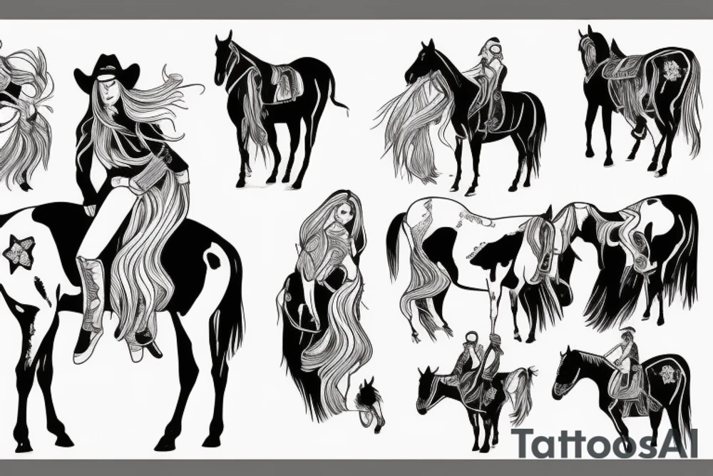Cowgirls holding hands on a horse tattoo idea