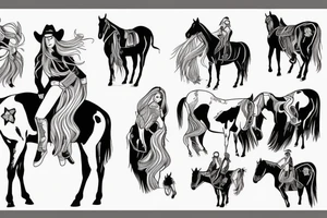 Cowgirls holding hands on a horse tattoo idea