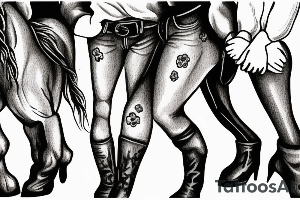 Cowgirls holding hands on a horse tattoo idea