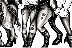 Cowgirls holding hands on a horse tattoo idea