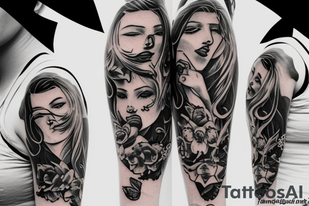 Cowgirl hugging another cowgirs tattoo idea