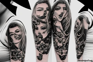 Cowgirl hugging another cowgirs tattoo idea
