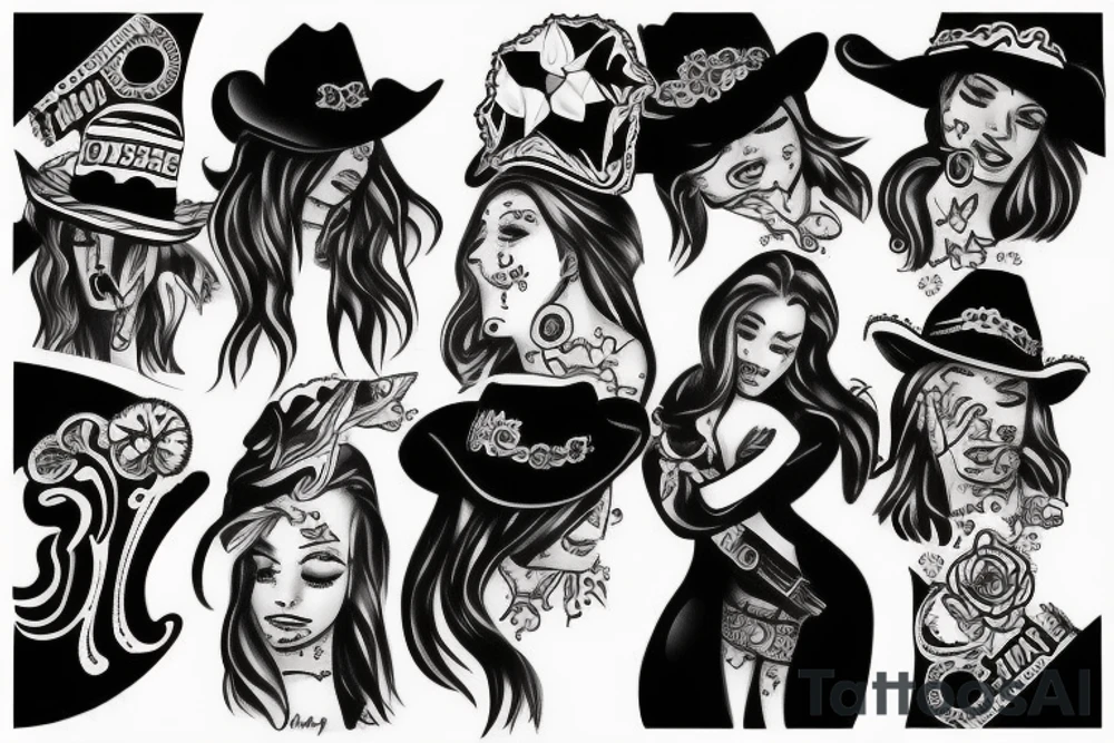 Cowgirl hugging another cowgirs tattoo idea