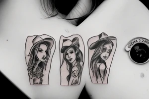 Cowgirl hugging another cowgirl tattoo idea