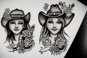 Cowgirl hugging another cowgirl tattoo idea