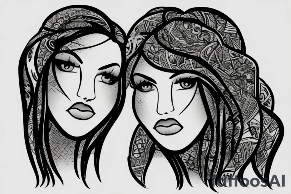 Two women gazing into each others eyes tattoo idea