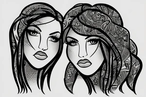 Two women gazing into each others eyes tattoo idea