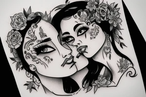 Two women gazing into each others eyes tattoo idea